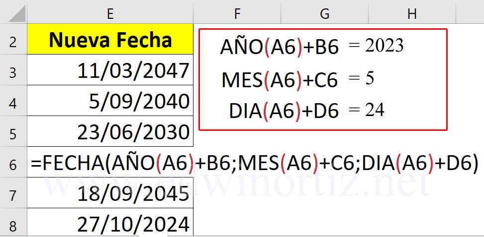 sumar y restar fechas en excel