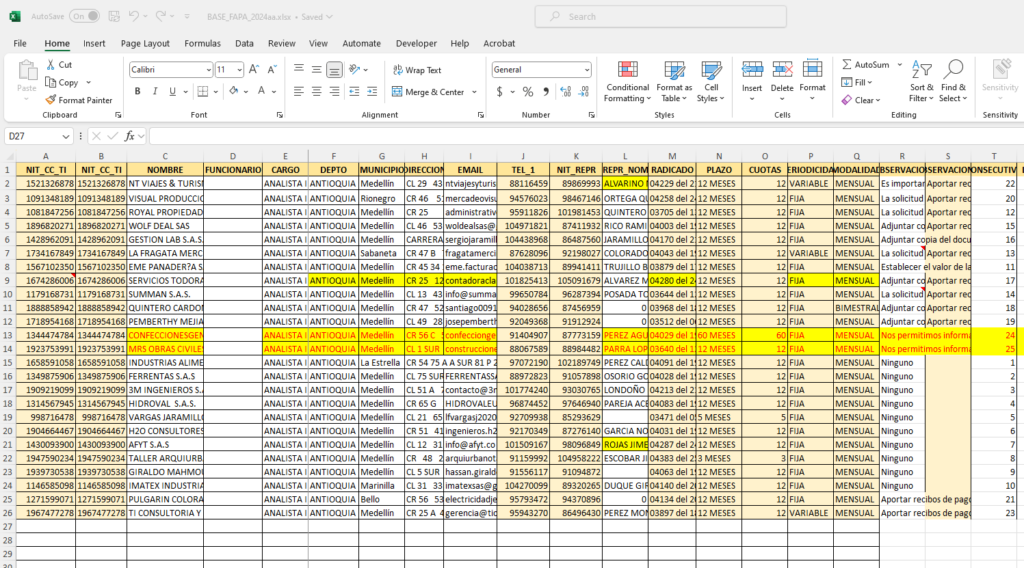 combinar datos de Excel en documentos separados