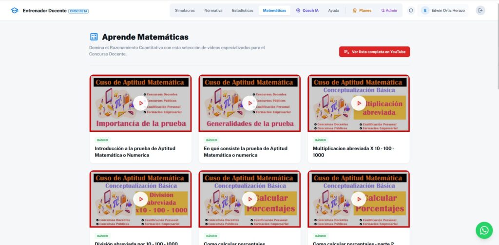 Concurso Docente 2026 - Prueba de matematica